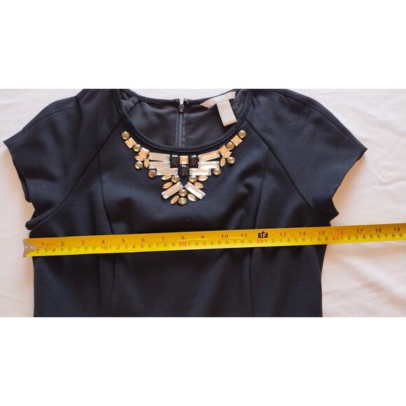 Banana Republic short sleeves Black Jewel neckline Dress Size 2 with Pockets - Picture 10 of 13